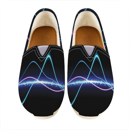 Pink And Teal Sound Wave Print Casual Shoes