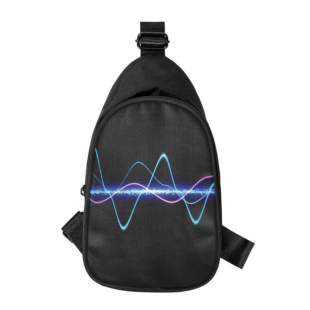 Pink And Teal Sound Wave Print Chest Bag