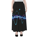 Pink And Teal Sound Wave Print Chiffon Maxi Skirt