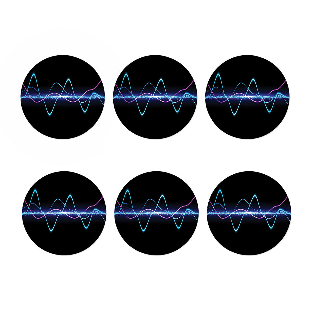 Pink And Teal Sound Wave Print Coaster Set