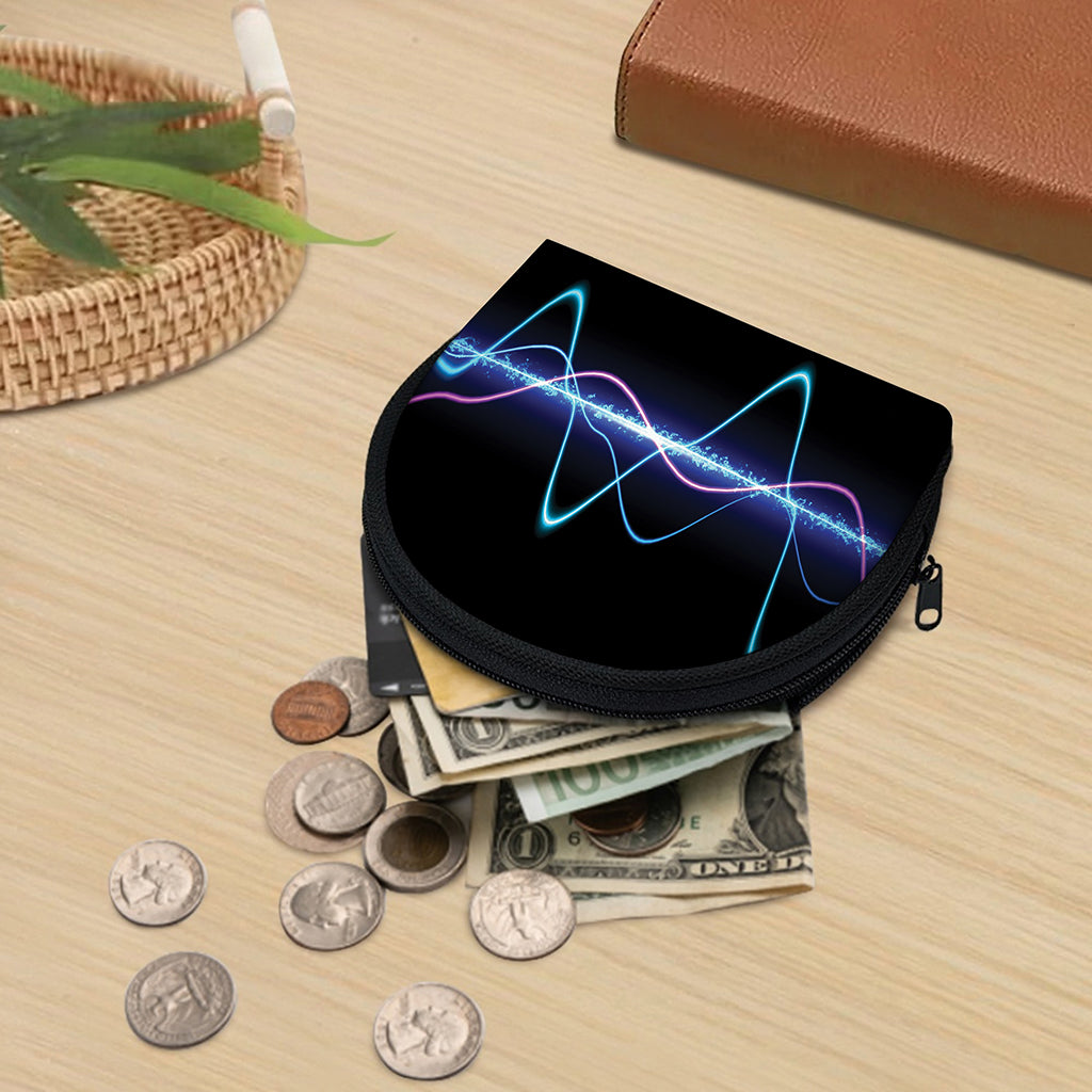 Pink And Teal Sound Wave Print Coin Purse