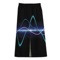 Pink And Teal Sound Wave Print Cotton Front Slit Maxi Skirt