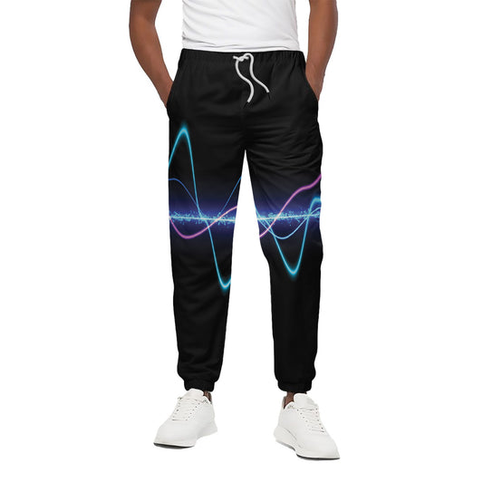 Pink And Teal Sound Wave Print Cotton Pants