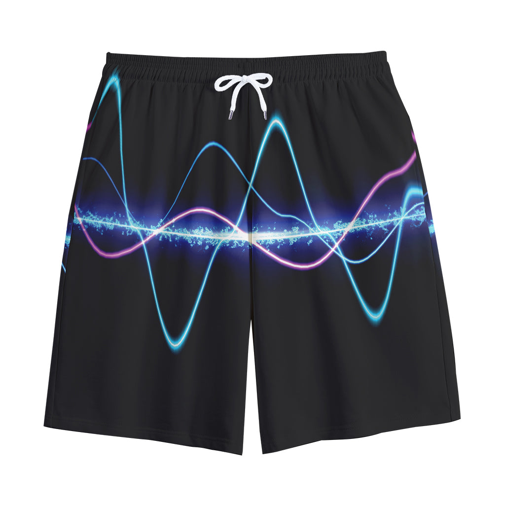 Pink And Teal Sound Wave Print Cotton Shorts