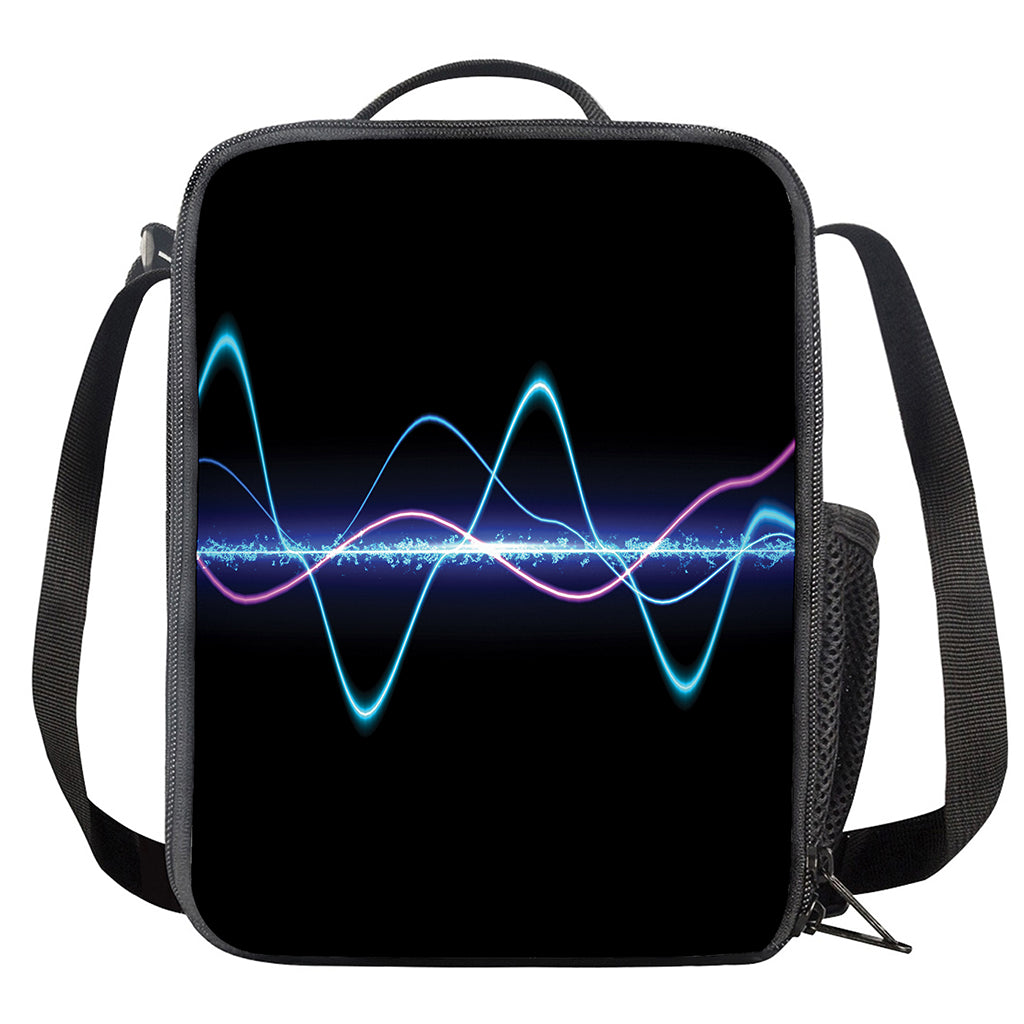 Pink And Teal Sound Wave Print Crossbody Lunch Bag