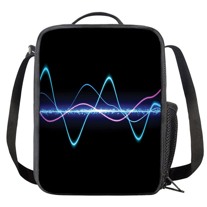 Pink And Teal Sound Wave Print Crossbody Lunch Bag