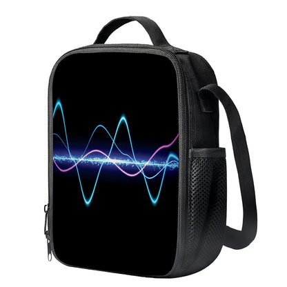 Pink And Teal Sound Wave Print Crossbody Lunch Bag