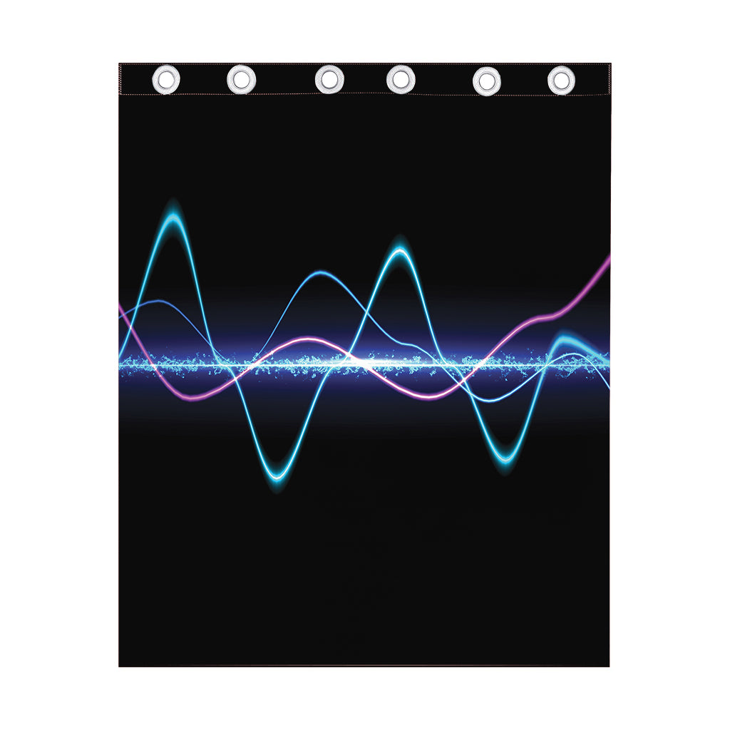 Pink And Teal Sound Wave Print Curtain