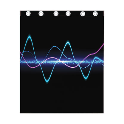 Pink And Teal Sound Wave Print Curtain