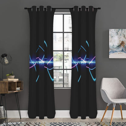 Pink And Teal Sound Wave Print Curtain