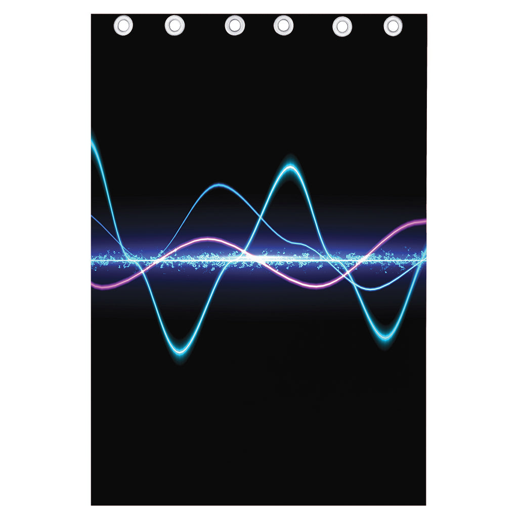 Pink And Teal Sound Wave Print Curtain