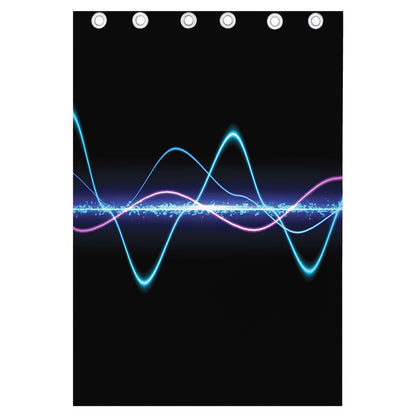 Pink And Teal Sound Wave Print Curtain