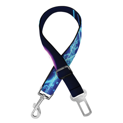 Pink And Teal Sound Wave Print Dog Seat Belt