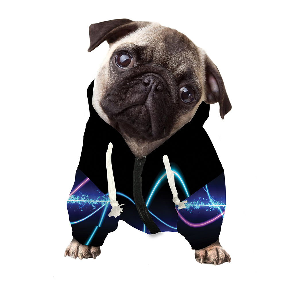 Pink And Teal Sound Wave Print Dog Zip Up Hoodie