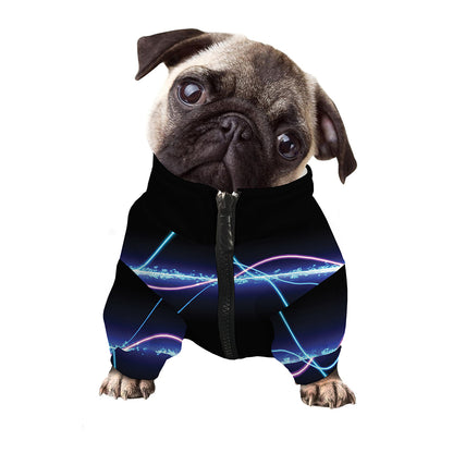 Pink And Teal Sound Wave Print Dog Zip Up Jacket