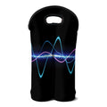 Pink And Teal Sound Wave Print Double Neoprene Wine Tote