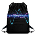 Pink And Teal Sound Wave Print Drawstring Backpack