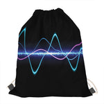Pink And Teal Sound Wave Print Drawstring Bag