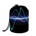 Pink And Teal Sound Wave Print Drawstring Makeup Bag