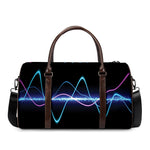 Pink And Teal Sound Wave Print Duffle Bag