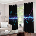 Pink And Teal Sound Wave Print Extra Wide Grommet Curtains