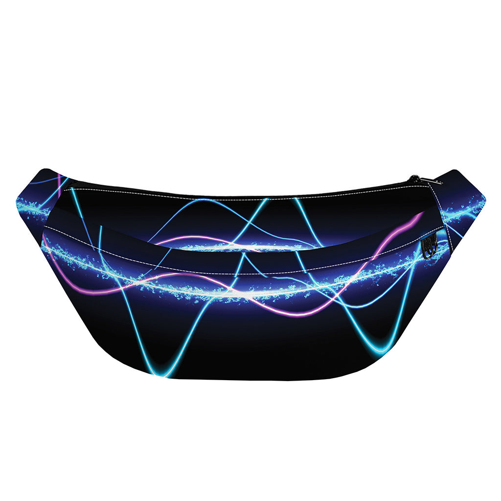 Pink And Teal Sound Wave Print Fanny Pack