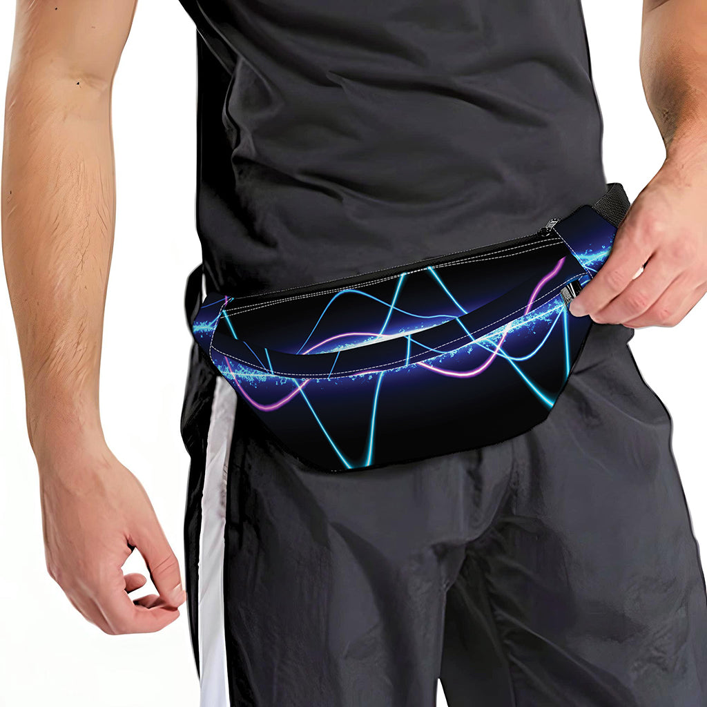 Pink And Teal Sound Wave Print Fanny Pack