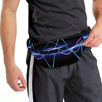 Pink And Teal Sound Wave Print Fanny Pack