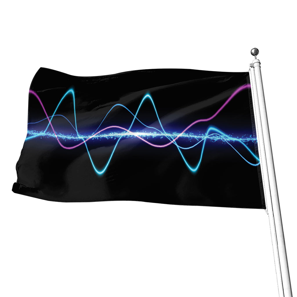 Pink And Teal Sound Wave Print Flag