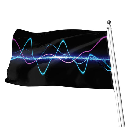 Pink And Teal Sound Wave Print Flag