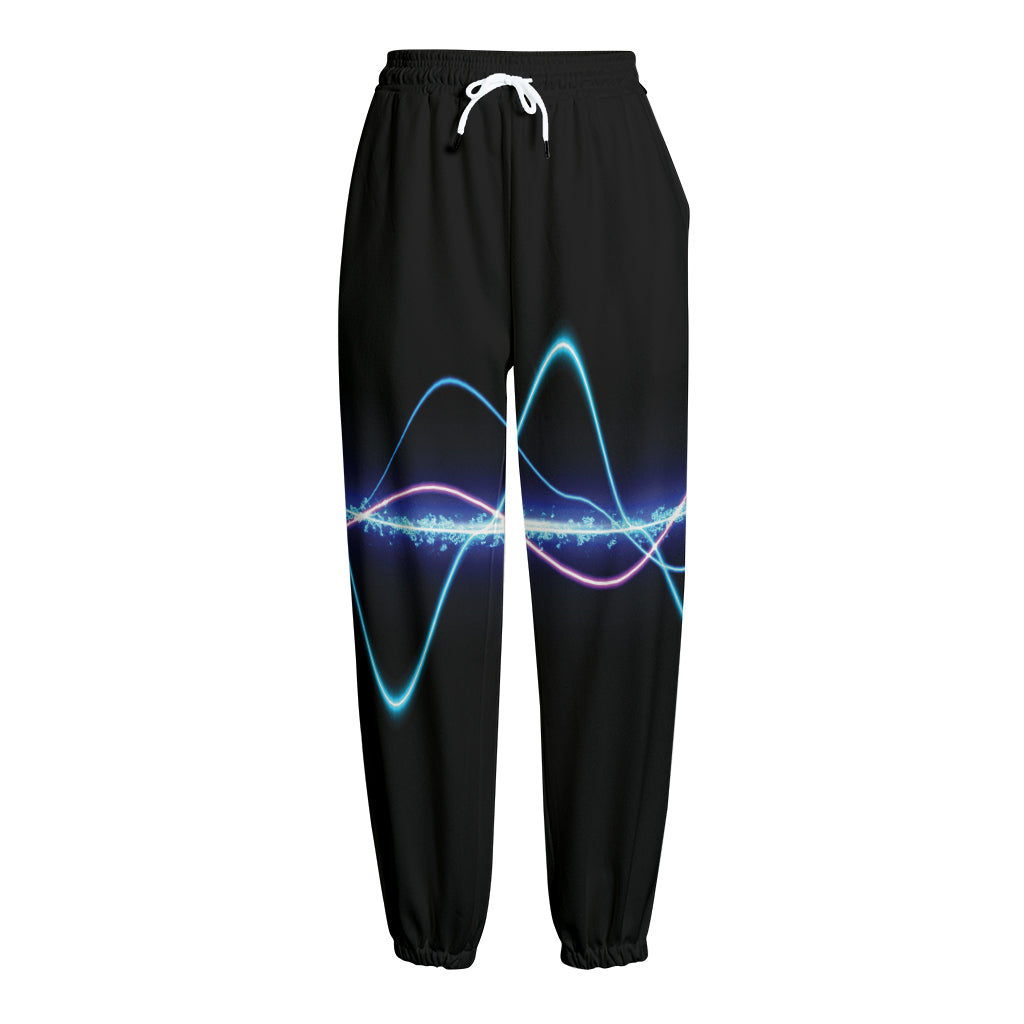 Pink And Teal Sound Wave Print Fleece Lined Knit Pants