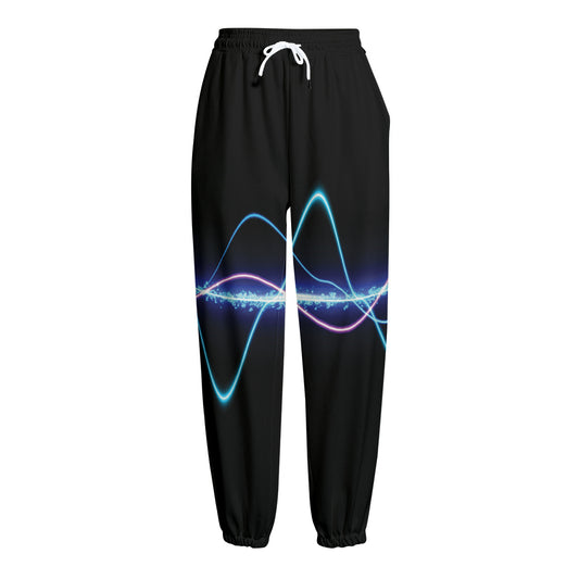 Pink And Teal Sound Wave Print Fleece Lined Knit Pants