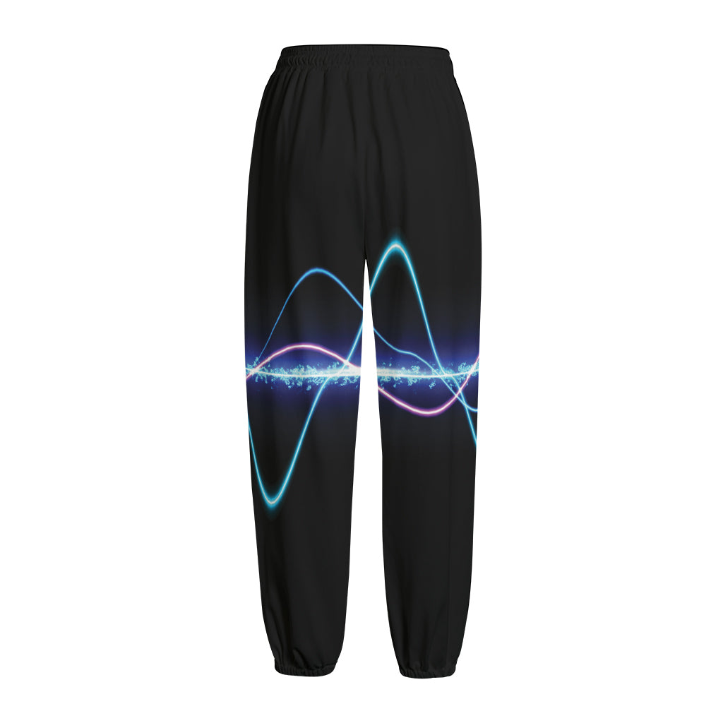 Pink And Teal Sound Wave Print Fleece Lined Knit Pants