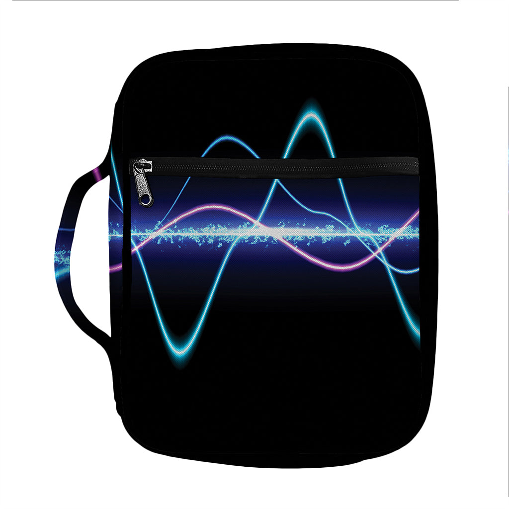 Pink And Teal Sound Wave Print Front Pocket Bible Bag