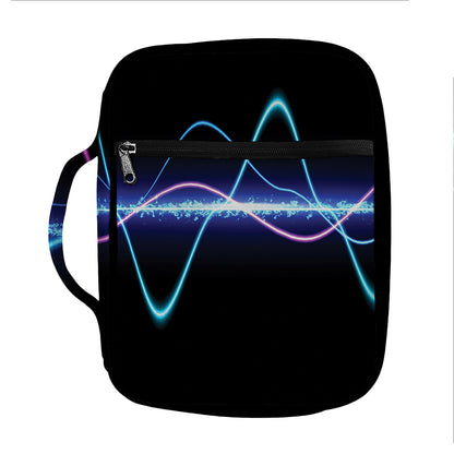 Pink And Teal Sound Wave Print Front Pocket Bible Bag