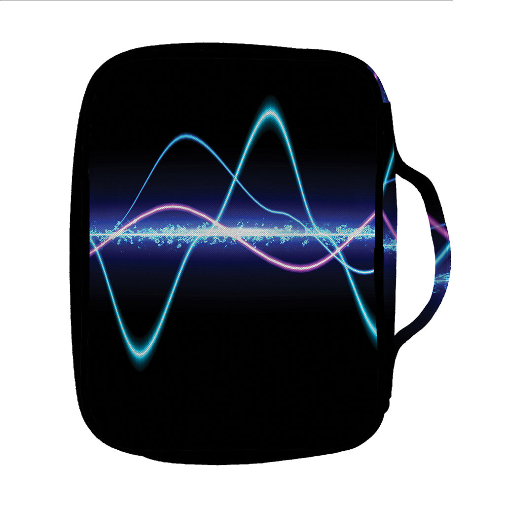 Pink And Teal Sound Wave Print Front Pocket Bible Bag
