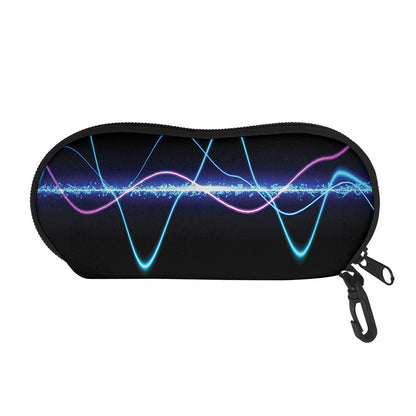 Pink And Teal Sound Wave Print Glasses Case