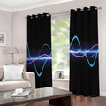Pink And Teal Sound Wave Print Grommet Curtains
