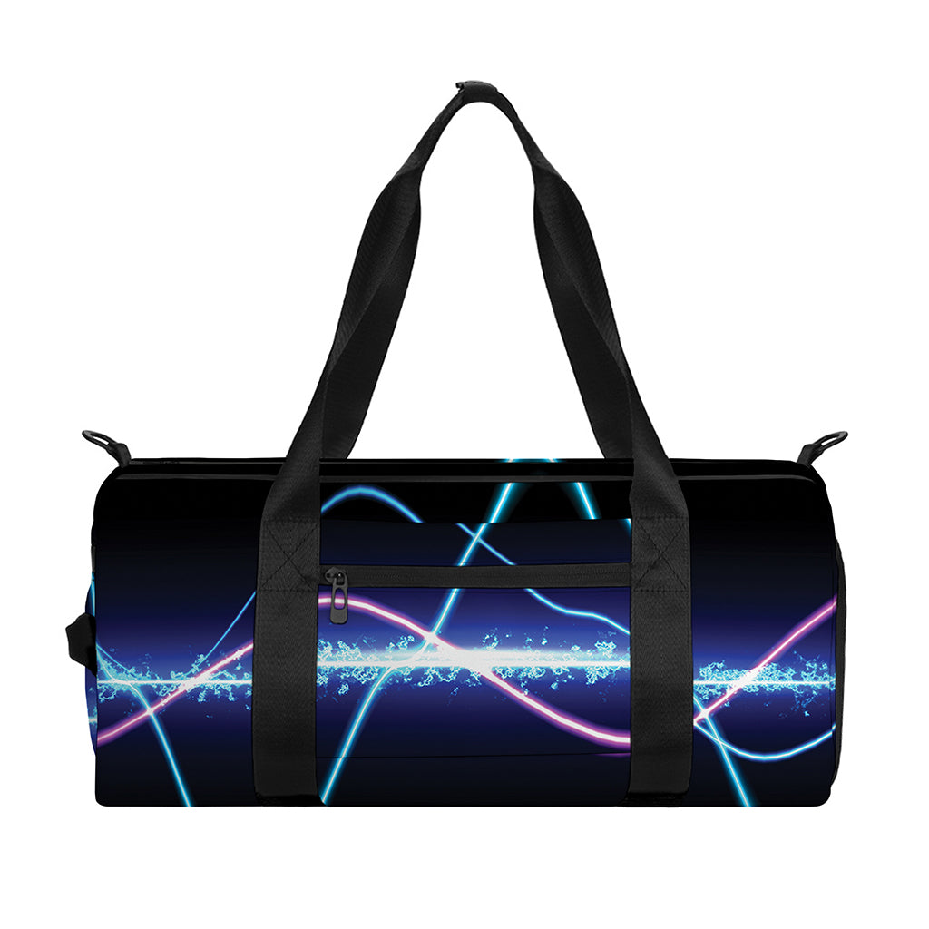 Pink And Teal Sound Wave Print Gym Bag