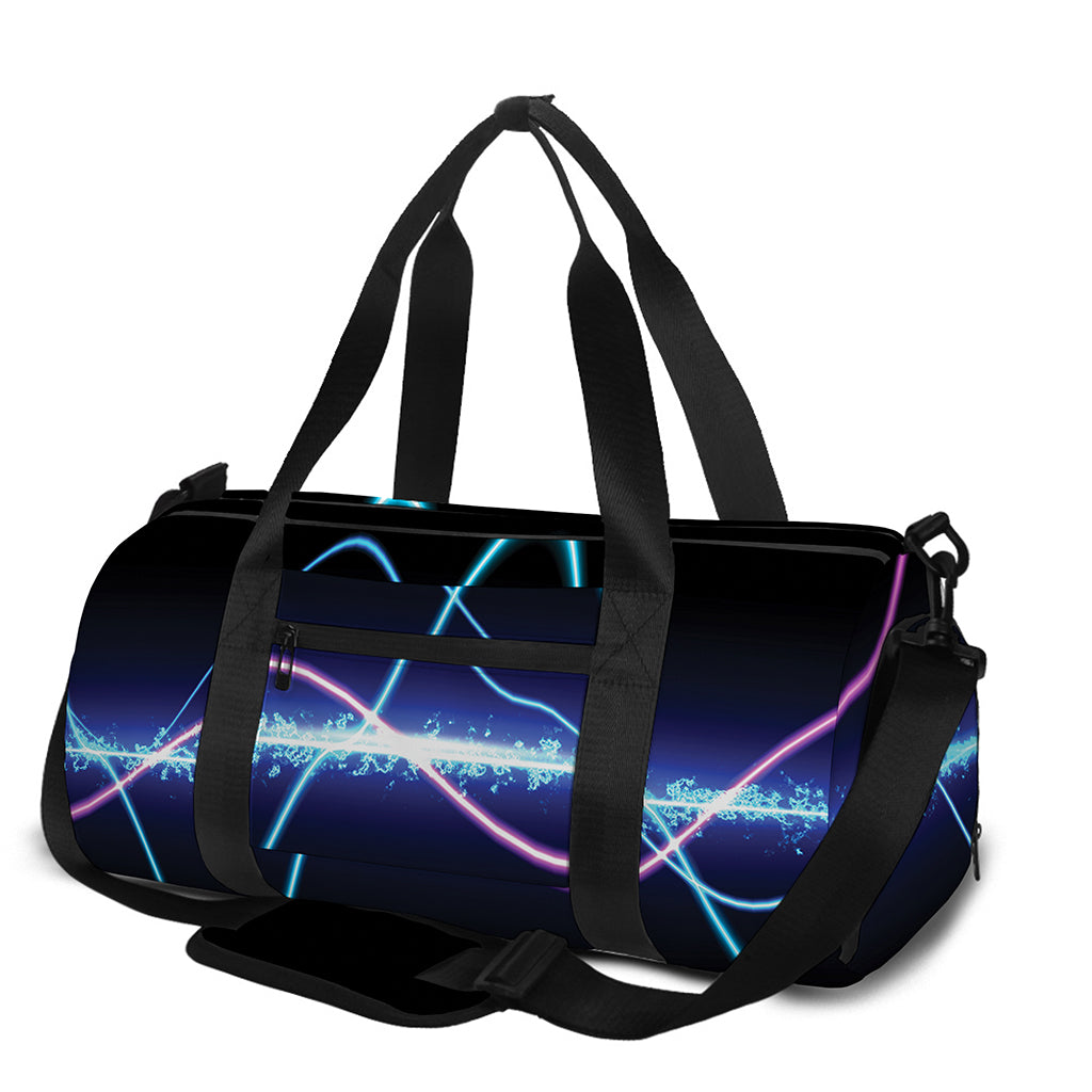 Pink And Teal Sound Wave Print Gym Bag