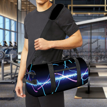 Pink And Teal Sound Wave Print Gym Bag