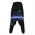 Pink And Teal Sound Wave Print Hammer Pants