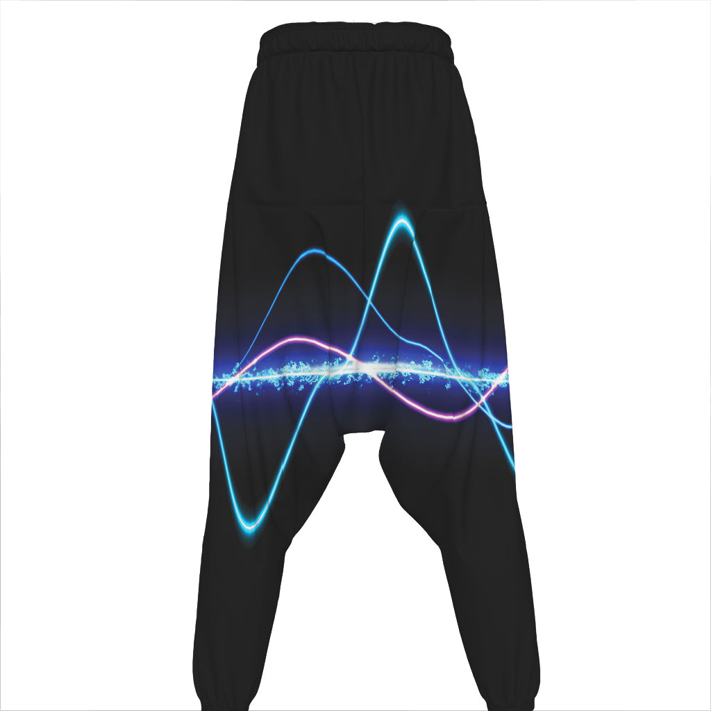 Pink And Teal Sound Wave Print Hammer Pants
