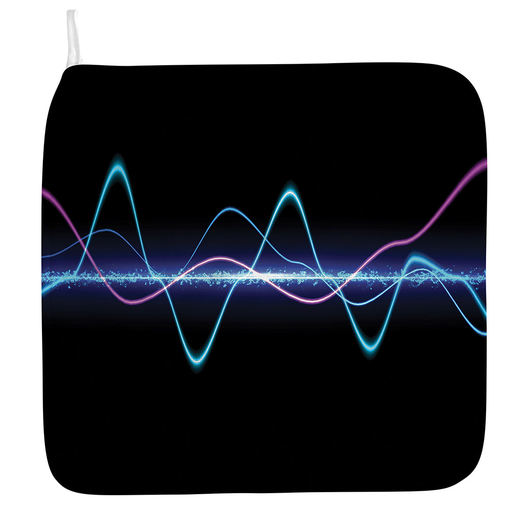 Pink And Teal Sound Wave Print Hand Towel