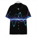 Pink And Teal Sound Wave Print Hawaiian Shirt