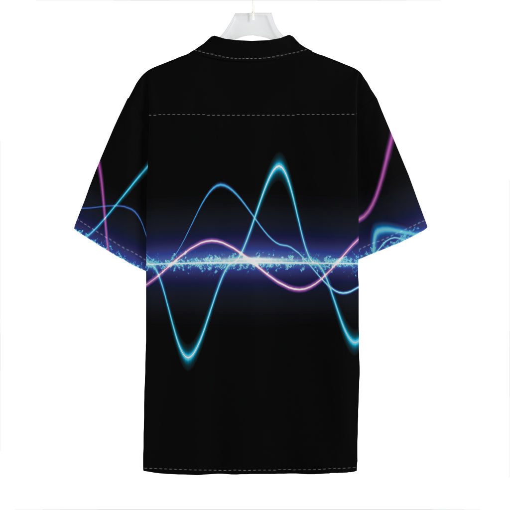 Pink And Teal Sound Wave Print Hawaiian Shirt
