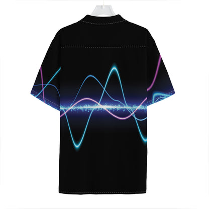 Pink And Teal Sound Wave Print Hawaiian Shirt