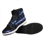 Pink And Teal Sound Wave Print High Top Leather Sneakers