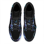 Pink And Teal Sound Wave Print High Top Leather Sneakers