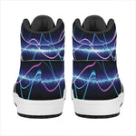 Pink And Teal Sound Wave Print High Top Leather Sneakers